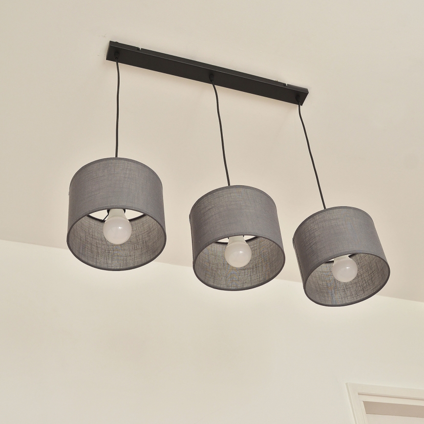 Lustr na lanku ALBA 3xE27/15W/230V šedá
