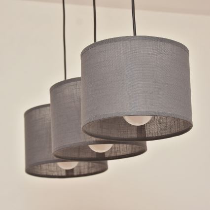 Lustr na lanku ALBA 3xE27/15W/230V šedá