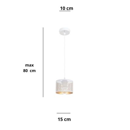 Lustr na lanku ALDO 1xE27/60W/230V pr. 15 cm bílá