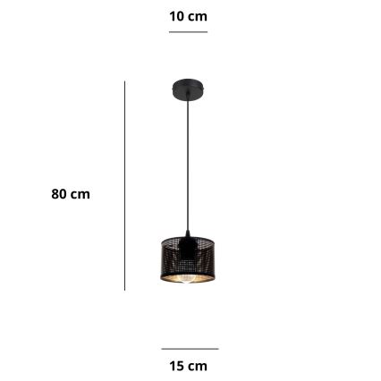 Lustr na lanku ALDO 1xE27/60W/230V pr. 15 cm černá