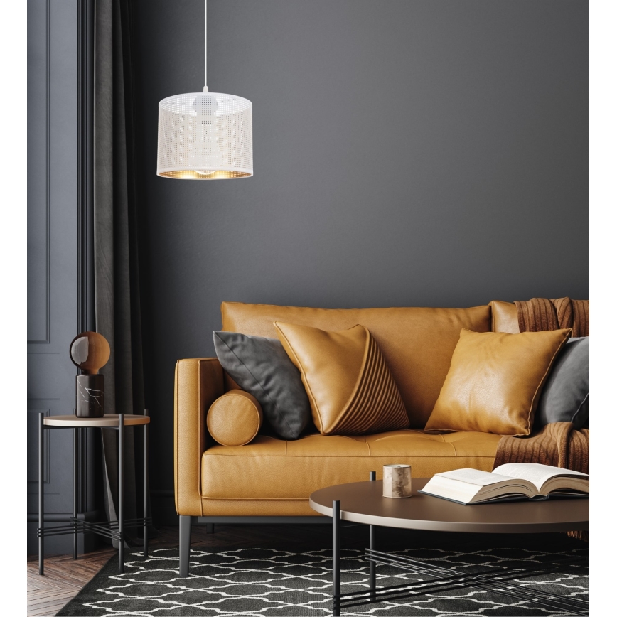 Lustr na lanku ALDO 1xE27/60W/230V pr. 20 cm bílá