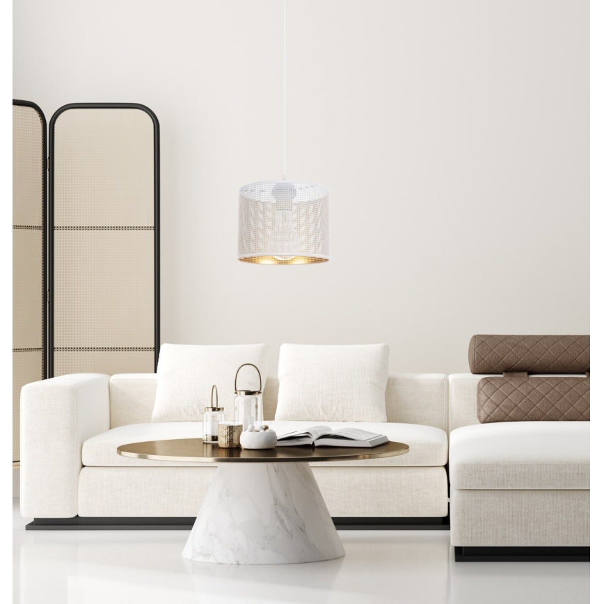 Lustr na lanku ALDO 1xE27/60W/230V pr. 20 cm bílá