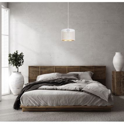 Lustr na lanku ALDO 1xE27/60W/230V pr. 20 cm bílá