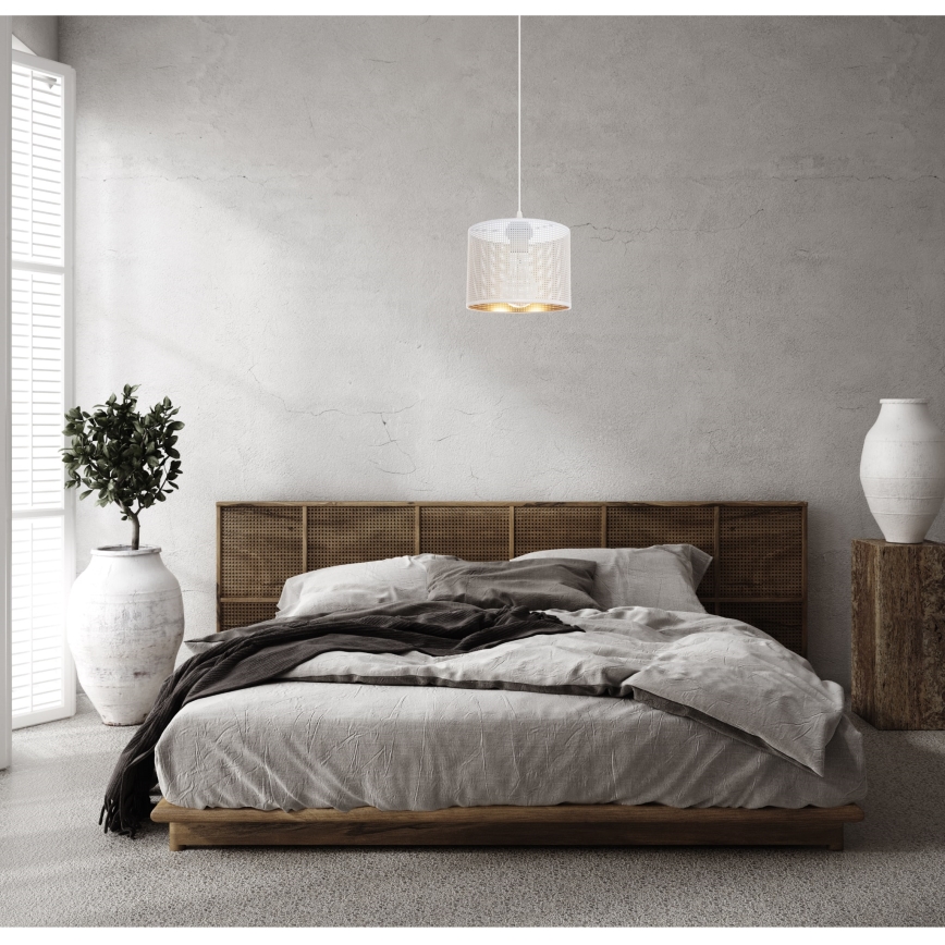 Lustr na lanku ALDO 1xE27/60W/230V pr. 20 cm bílá