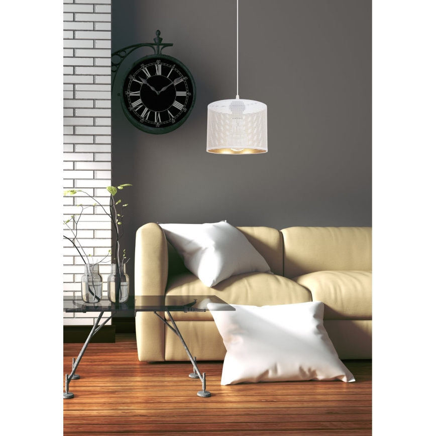 Lustr na lanku ALDO 1xE27/60W/230V pr. 20 cm bílá