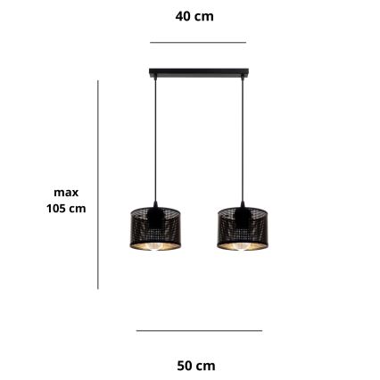 Lustr na lanku ALDO 2xE27/60W/230V černá