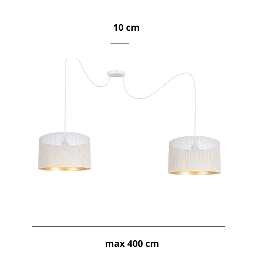 Lustr na lanku ALDO 2xE27/60W/230V pavouk bílá