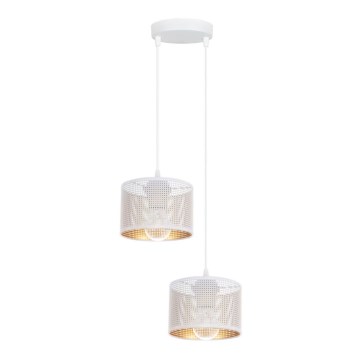 Lustr na lanku ALDO 2xE27/60W/230V pr. 30 cm bílá
