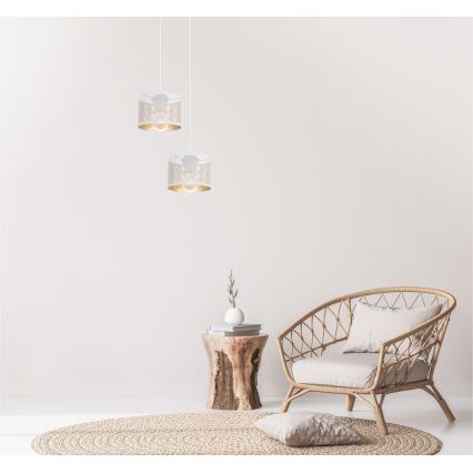 Lustr na lanku ALDO 2xE27/60W/230V pr. 30 cm bílá