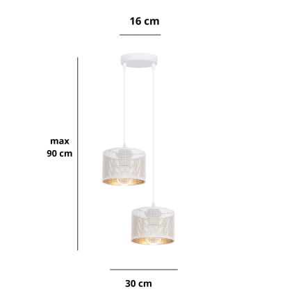 Lustr na lanku ALDO 2xE27/60W/230V pr. 30 cm bílá