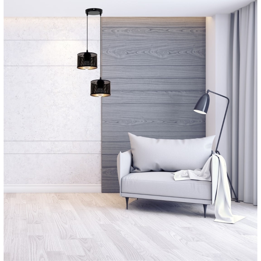 Lustr na lanku ALDO 2xE27/60W/230V pr. 30 cm černá