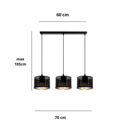 Lustr na lanku ALDO 3xE27/60W/230V černá