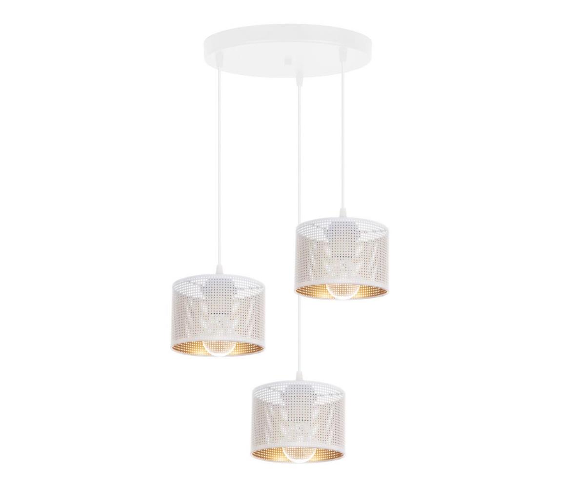 HEXE Lustr na lanku ALDO 3xE27/60W/230V pr. 40 cm bílá HX0012