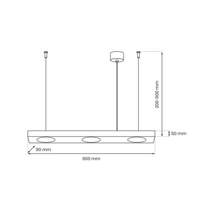 Lustr na lanku ALEXANDER 3xGX53/12W/230V černá