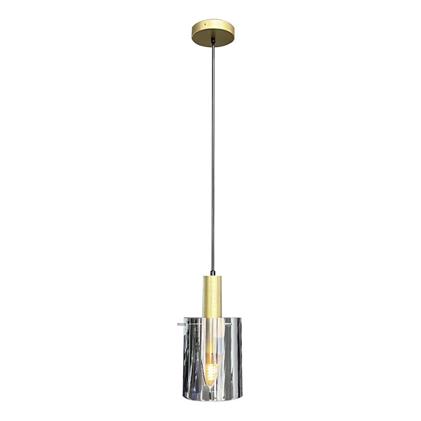Lustr na lanku ARCADIA 1xE27/60W/230V pr. 13 cm zlatá/kouřová