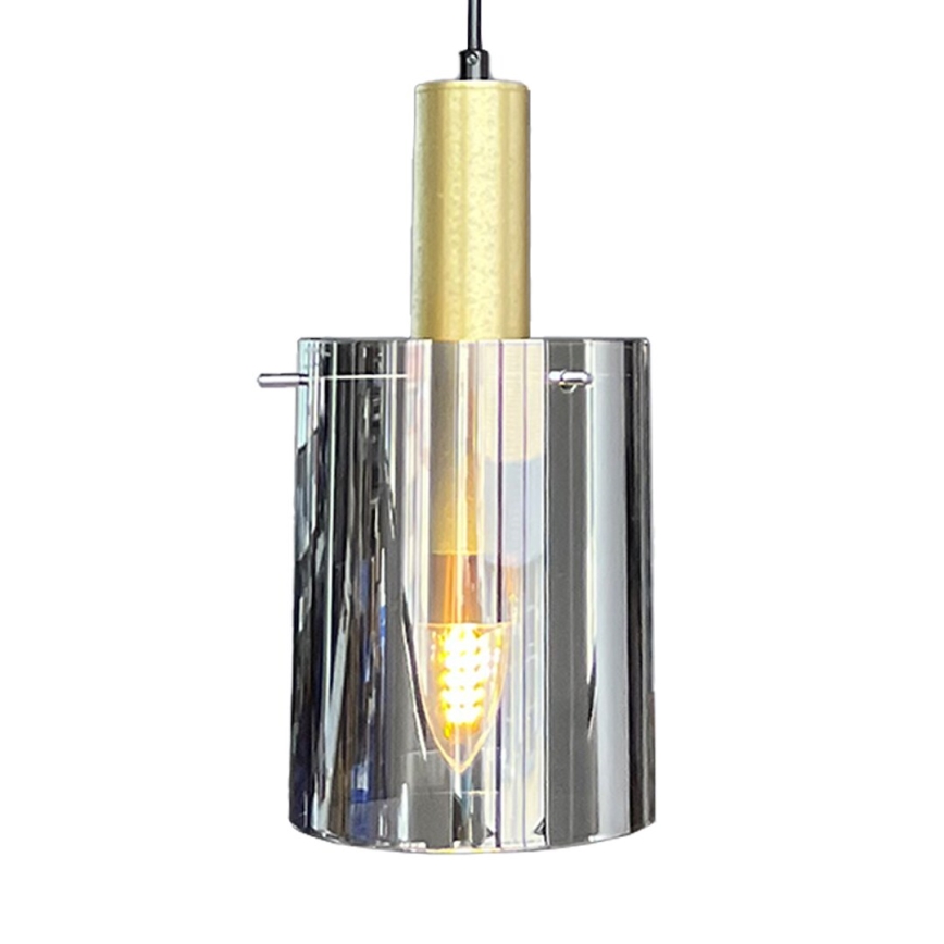 Lustr na lanku ARCADIA 1xE27/60W/230V pr. 13 cm zlatá/kouřová