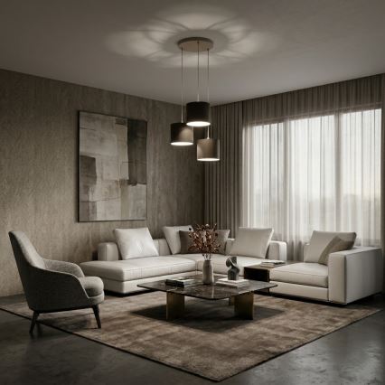 Lustr na lanku ARDEN 3xE27/15W/230V pr. 30 cm béžová/hnědá