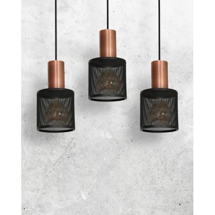 Lustr na lanku ARES BLACK 3xE27/60W/230V