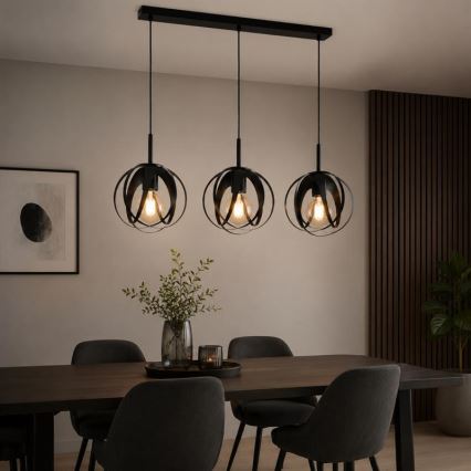 Lustr na lanku ASANI 3xE27/15W/230V černá