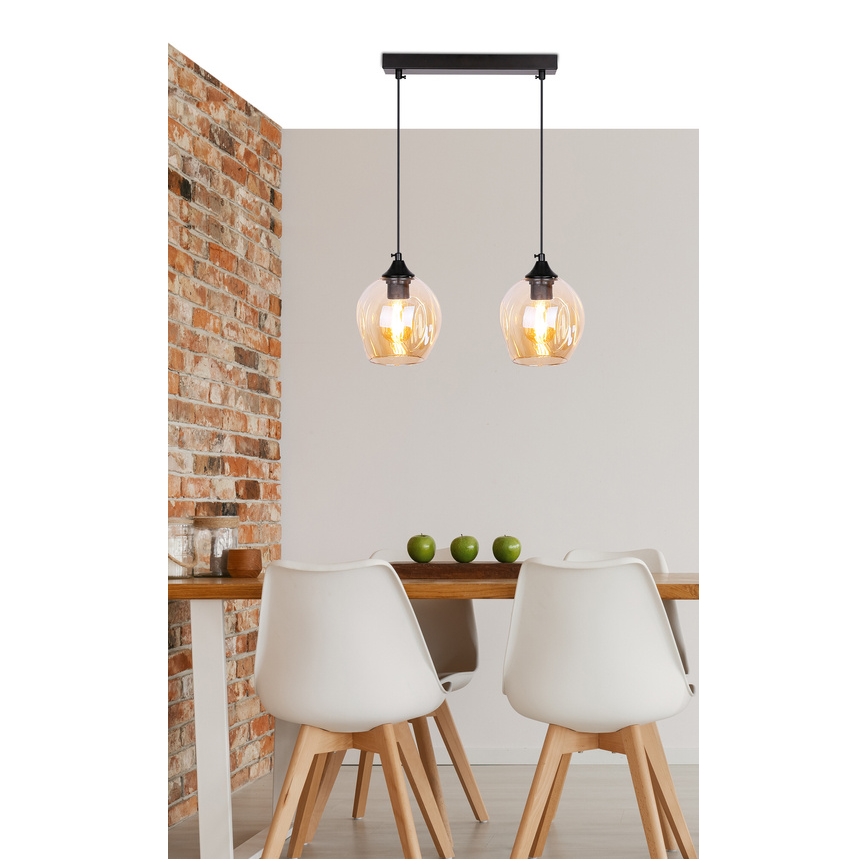 Lustr na lanku ASPA 2xE27/40W/230V černá
