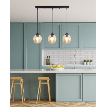 Lustr na lanku ASPA 3xE27/40W/230V černá