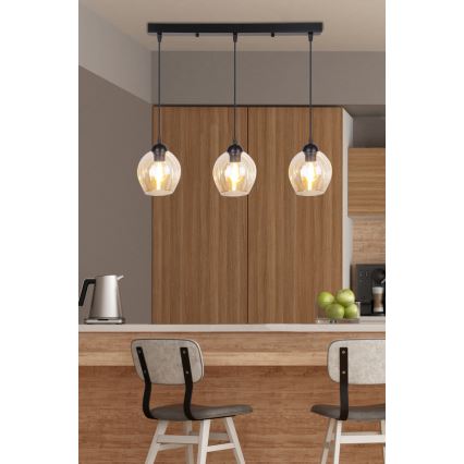 Lustr na lanku ASPA 3xE27/40W/230V černá