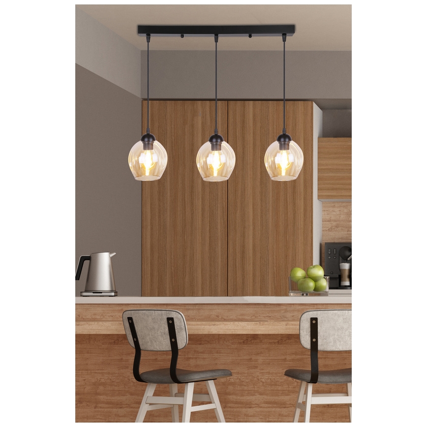 Lustr na lanku ASPA 3xE27/40W/230V černá