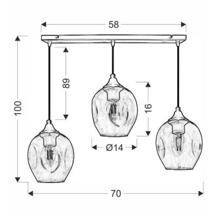 Lustr na lanku ASPA 3xE27/40W/230V černá