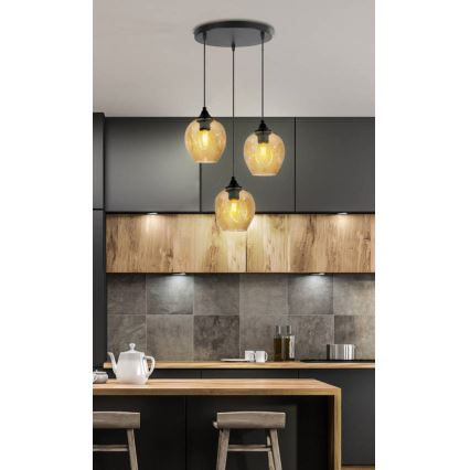 Lustr na lanku ASPA 3xE27/40W/230V černá