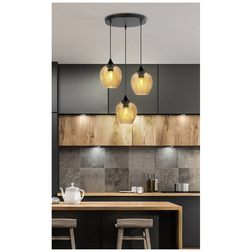 Lustr na lanku ASPA 3xE27/40W/230V černá