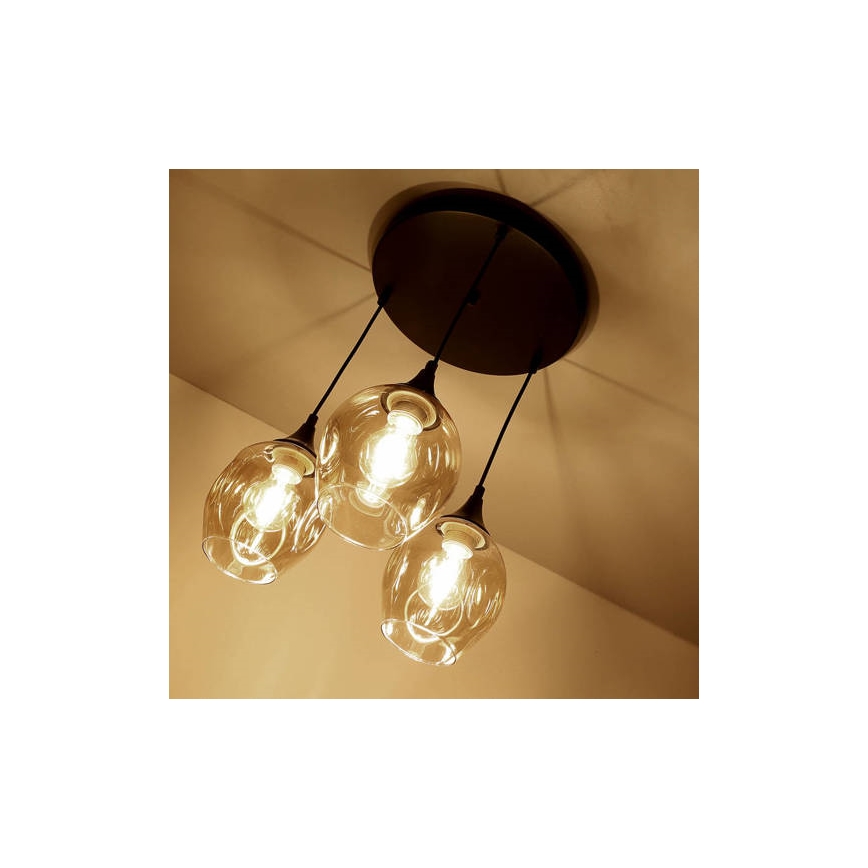 Lustr na lanku ASPA 3xE27/40W/230V černá