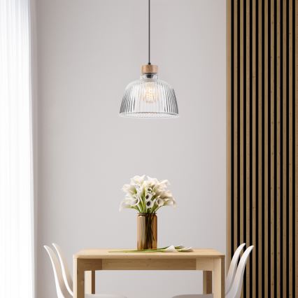 Lustr na lanku ASTA 1xE27/60W/230V pr. 28 cm dub