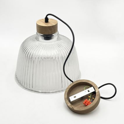 Lustr na lanku ASTA 1xE27/60W/230V pr. 28 cm dub