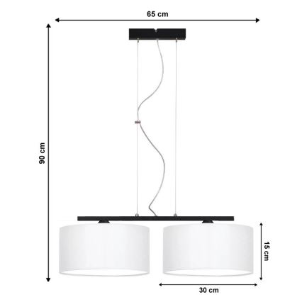 Lustr na lanku ASTRA 2xE27/60W/230V bílá
