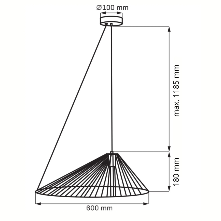 Lustr na lanku AURORA 1xE27/20W/230V pr. 60 cm černá