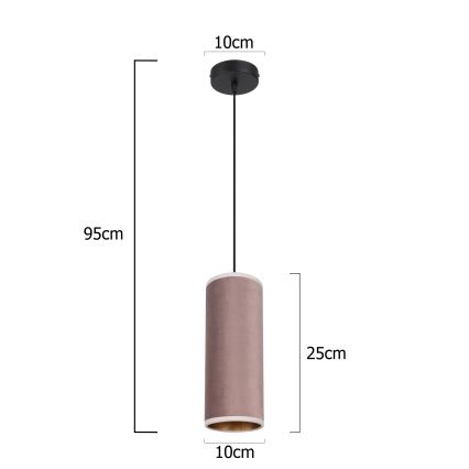 Lustr na lanku AVALO 1xE27/60W/230V růžová/měděná