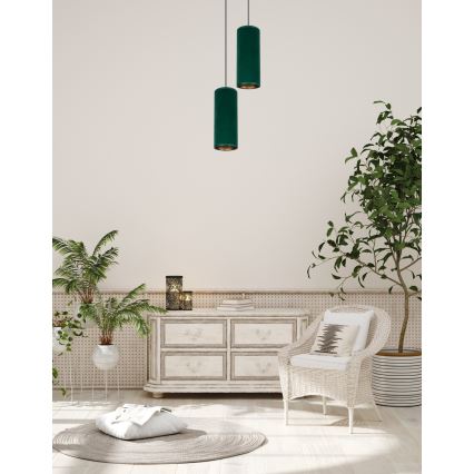 Lustr na lanku AVALO 2xE27/60W/230V pr. 20 cm zelená/měděná