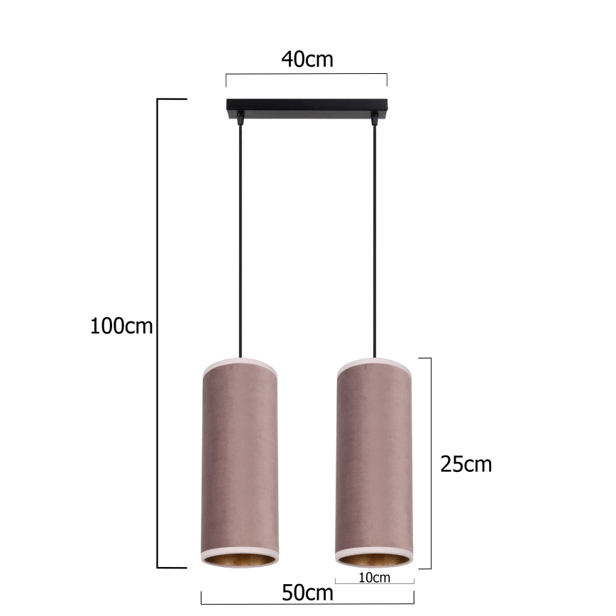 Lustr na lanku AVALO 2xE27/60W/230V růžová/měděná