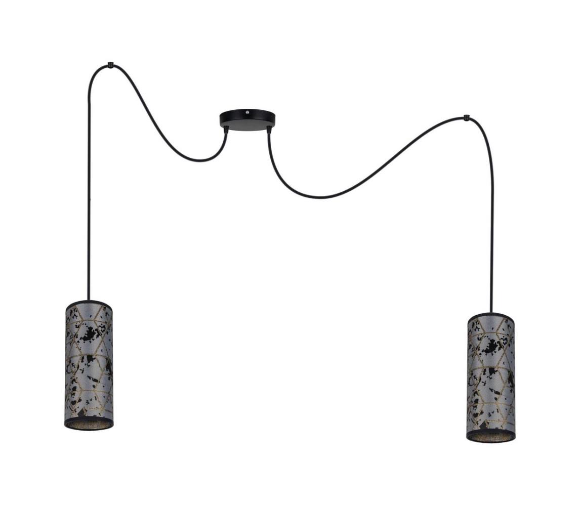HEXE Lustr na lanku AVALO 2xE27/60W/230V šedá/černá HX0112