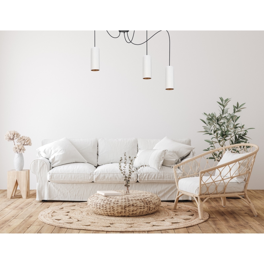 Lustr na lanku AVALO 3xE27/60W/230V bílá/měděná