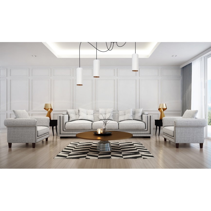 Lustr na lanku AVALO 3xE27/60W/230V bílá/měděná