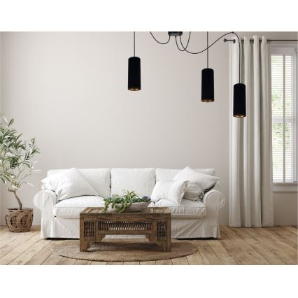 Lustr na lanku AVALO 3xE27/60W/230V černá