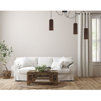 Lustr na lanku AVALO 3xE27/60W/230V pavouk hnědá/měděná