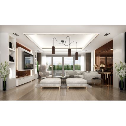 Lustr na lanku AVALO 3xE27/60W/230V pavouk hnědá/měděná