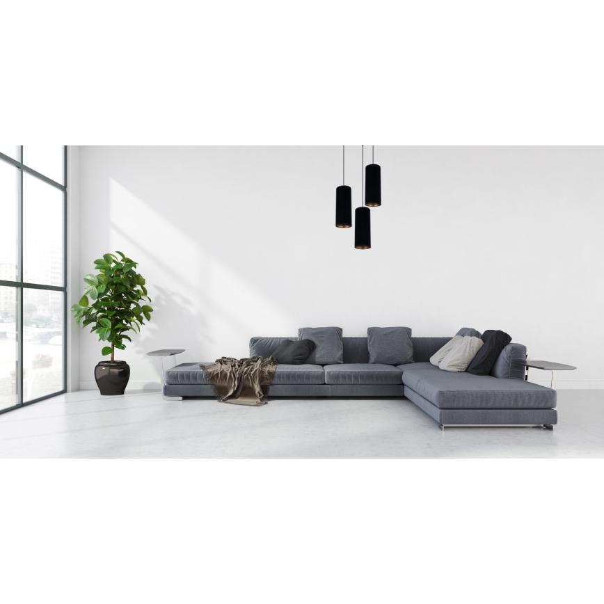Lustr na lanku AVALO 3xE27/60W/230V pr. 35 cm černá