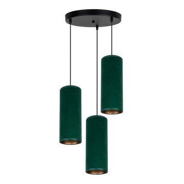 Lustr na lanku AVALO 3xE27/60W/230V pr. 35 cm zelená/měděná