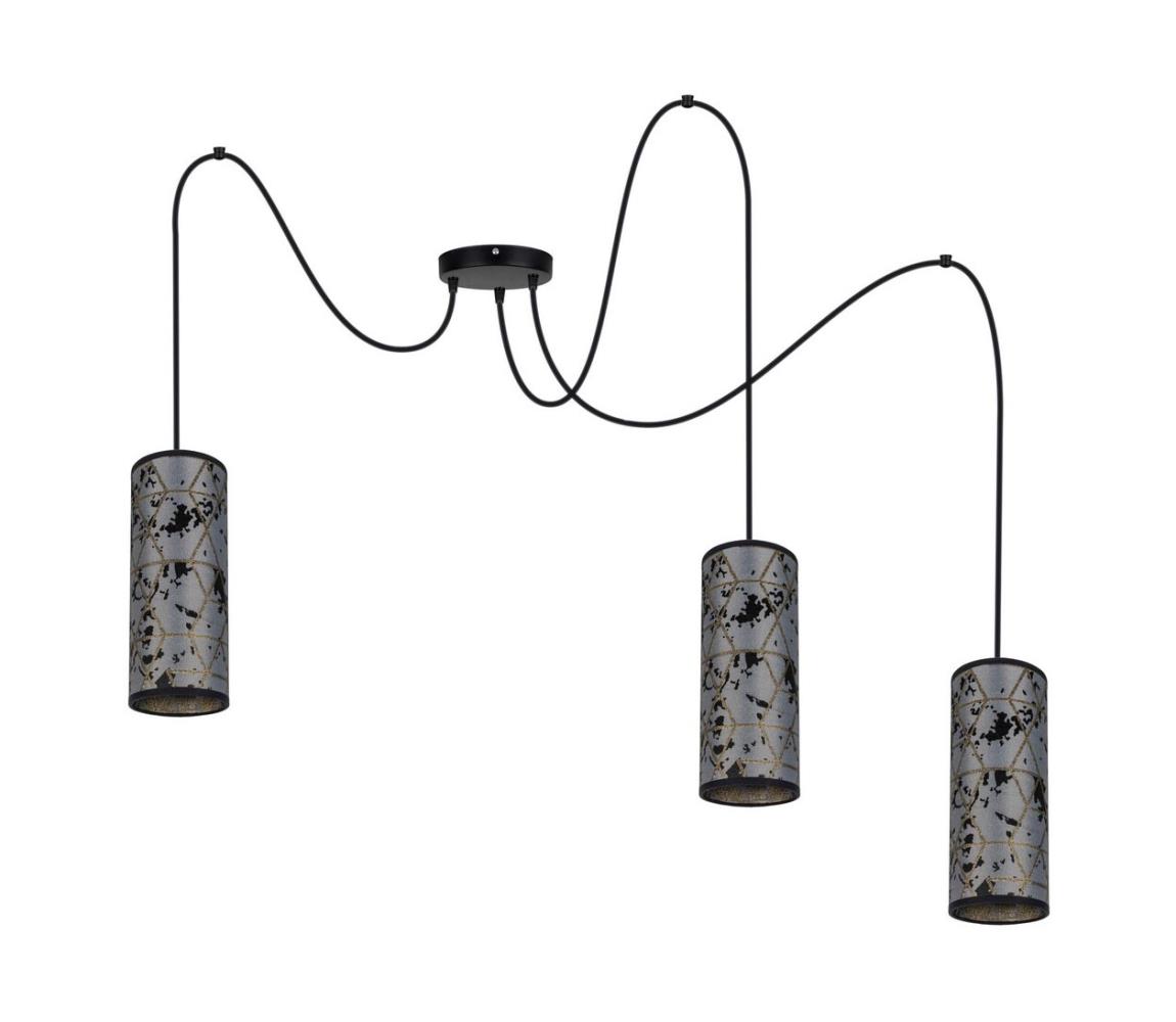 HEXE Lustr na lanku AVALO 3xE27/60W/230V šedá/černá HX0113