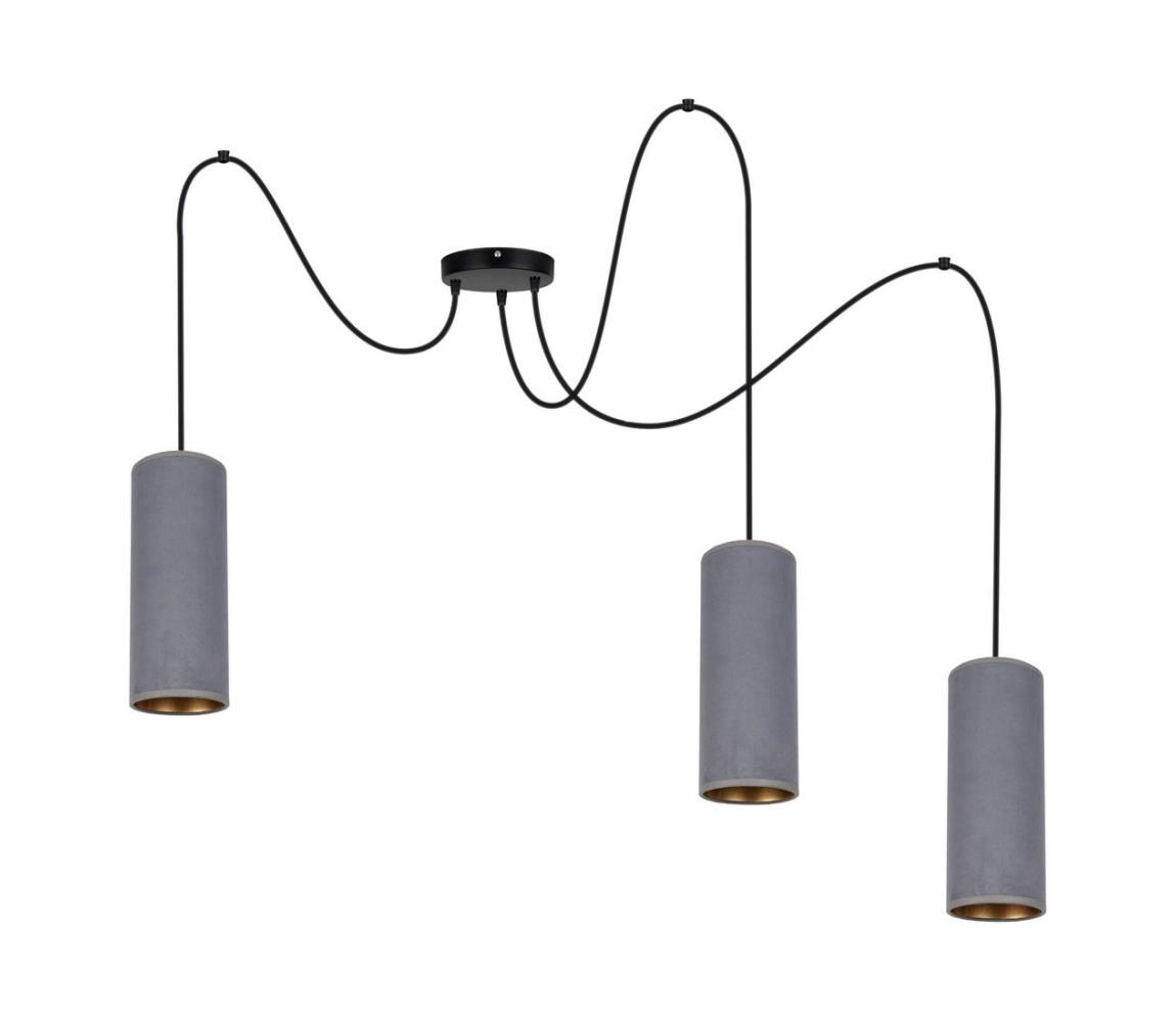 HEXE Lustr na lanku AVALO 3xE27/60W/230V šedá HX0099