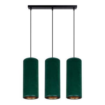 Lustr na lanku AVALO 3xE27/60W/230V zelená/měděná