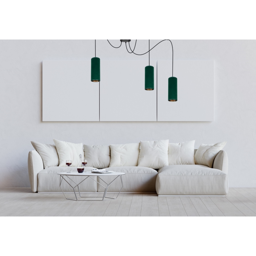 Lustr na lanku AVALO 3xE27/60W/230V zelená/měděná